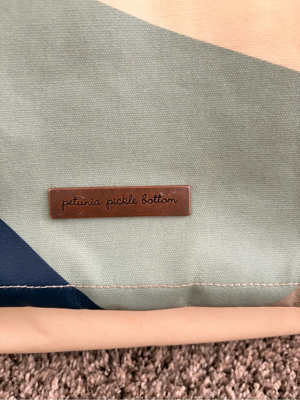 Petunia Pickle Bottom Boxy Diaper Bag - Cream, Mint & Navy
